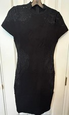 GUESS by Marciano Black Dress with Lace Detail Stretchy -Size S-Fast