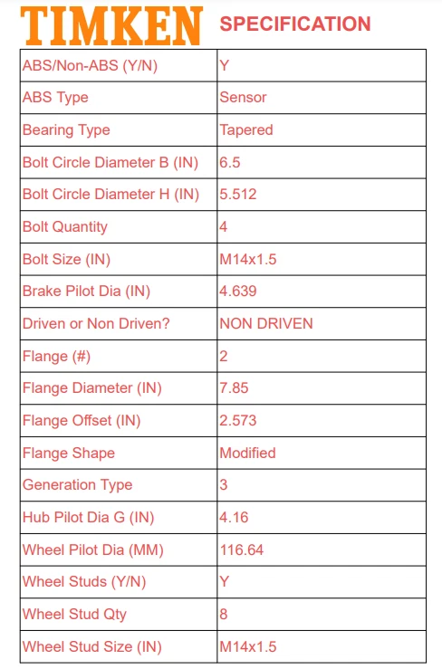 Buje de cojinete de rueda delantera derecha derecha Timken para Chevy Silverado Express 2500 3500 4500 Foto 3 de 4