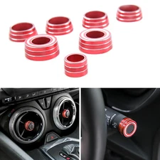 7pcs Headlights Control Air Vent Adjust Rings Trim For Chevy Camaro 2017+ Red