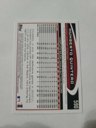 2012 Topps Baseball Card Humberto Quintero 590 - Picture 2 of 2