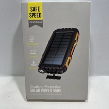 Safe Speed 42,800 mAh Power Bank / Solar Charger With Flashlight, Orange/Black