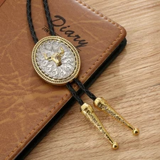 Golden Bull Horse Eagle Mens Bolo Tie Wedding Necklace Bridegroom Western Cowboy