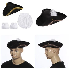 Unisex Bib and Oversleeves Sets Masquerade Caps Carnival Pirate Hat Cosplay Soft