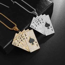 Fashion Jewelry Gold Or Silver Poker Royal Flush Pendant Necklace 555