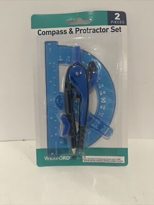 Wexford Elementary School Compass & Protractor Set, 2 Piece Blue