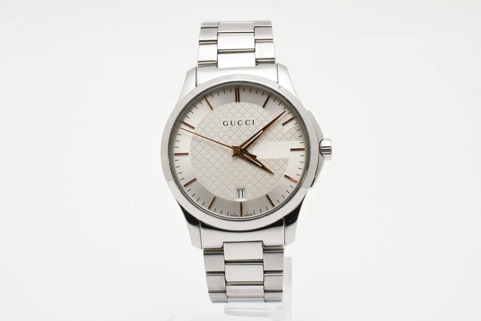 [QUASI NUOVO] Orologio Uomo GUCCI G Timeless 126.4 Argento Bianco Acciaio Inox Qz