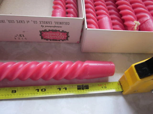 Vela colonial vintage espiralita doz en caja. Velas Spiralite de 13,5" rosa oscuro Foto 4 de 4
