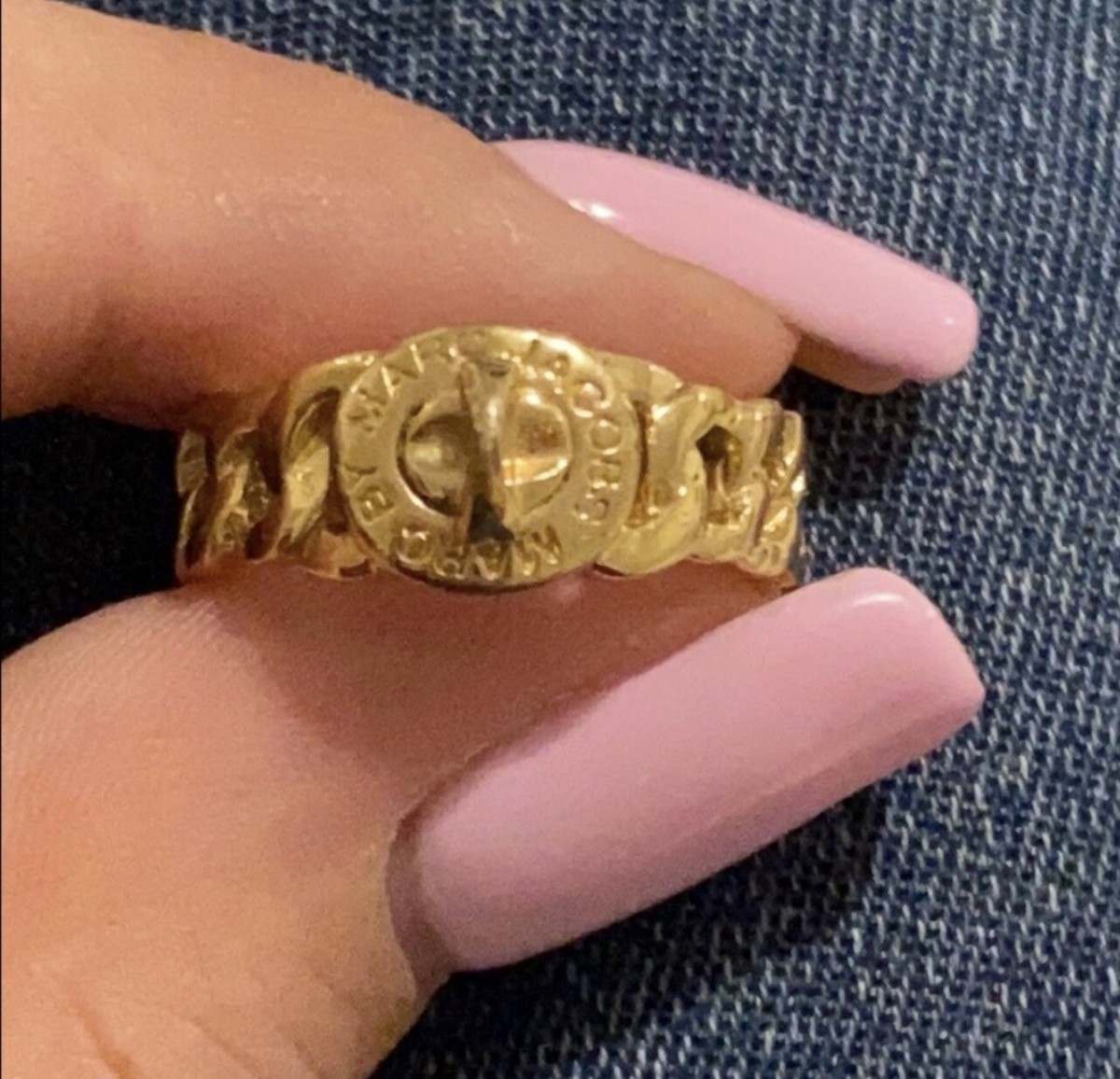 Marc Jacobs Goldtone Katie Turnlock Chain Ring | eBay