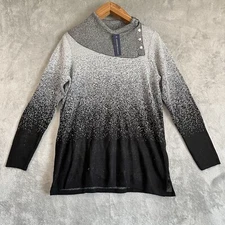 Adrienne Vittadini Sweater Women's L Loose Turtleneck Black Silver Metallic NWT