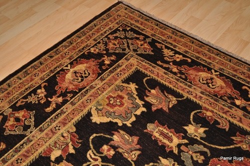 TOP QUALITY 8' X 9' BROWN HANMMADE ORIENTAL RUG vegetable dye chobi rug. - Picture 8 of 12