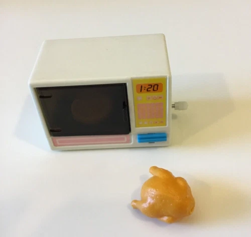 VINTAGE 1988 MATTEL ARCO BARBIE ACTION ACCENTS MICROWAVE OVEN WORKS WIND-UP