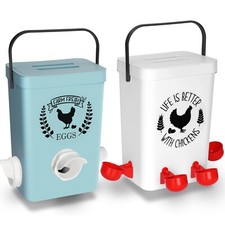 Chicken Feeder  Chicken Waterer Set 3 Gallon/26 Pounds, Chicken Feeder No Waste