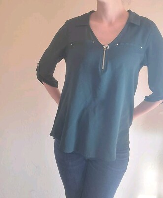 Tempted Los Angeles cute office work blouse loose top green size medium 