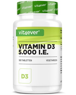 Vitamin D-3 500 Tabletten 5000 IU - D3 Psyche Immunsystem Sonnenschein Vitamin