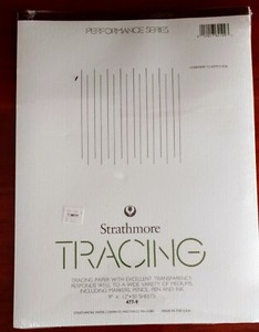 Strathmore TRACING PAPER, 9" x 12"  50 Sheets, White. EXCELLENT TRANSPARENCY