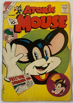1961 Charlton ATOMIC MOUSE #44 ~ cover split+detached, water damage