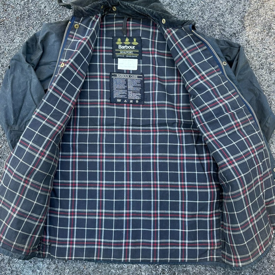 Barbour Vintage Wax Jacket Beaufort Navy Blue Size C 38/ 97CM S eBay
