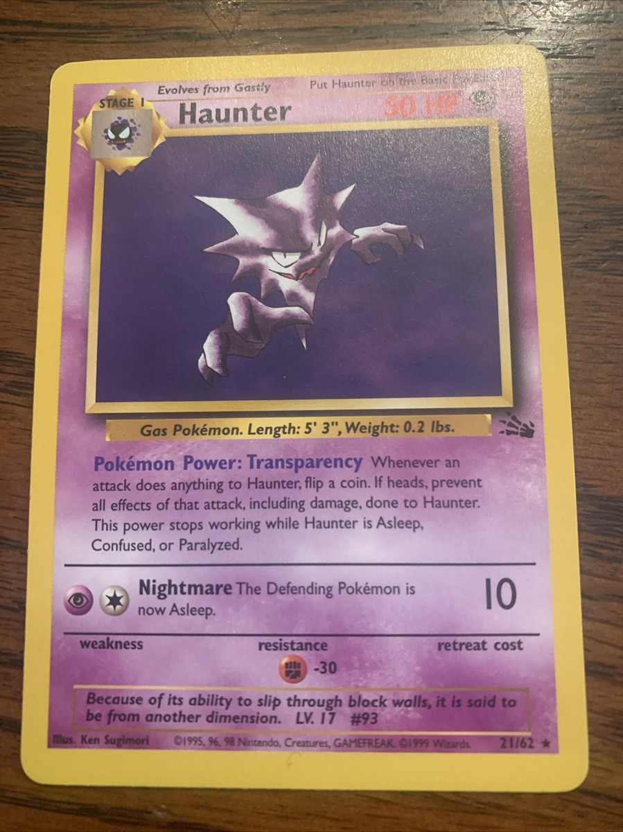 Haunter 21/62 Fossil Non Holo Rare Pokemon Card LP | eBay