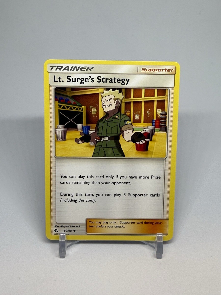 Lt. Surge's Strategy 60/68 (NM, Pokemon Card, Hidden Fates, Supporter, Uncommon) Lt. Surge's Strategy 60/68 (NM, Pokemon Card, Hidden Fates, Supporter, Uncommon)