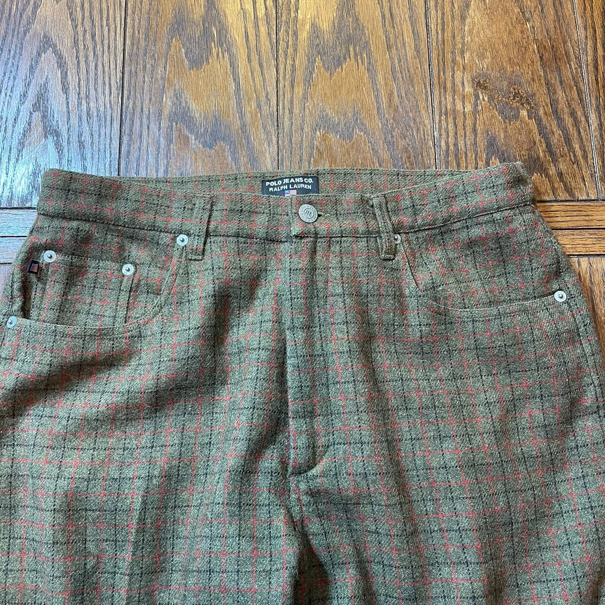 Vintage Polo Ralph Lauren Plaid Dress Pants 100% Wool Multicolor Women’s Size 14