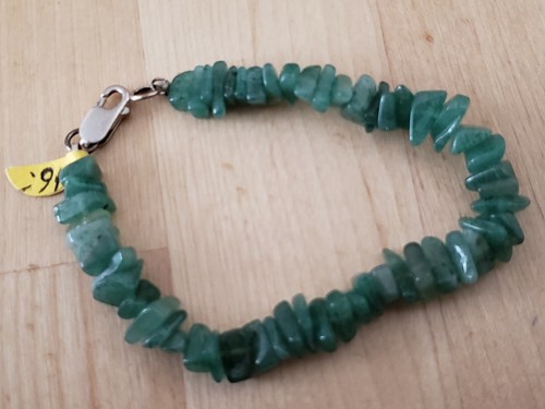Hand- Made Genuine * AVENTURINE * BRACELET 7.5" Long,7-8mm.Sterling 925 Lock-USA - Zdjęcie 1 z 7