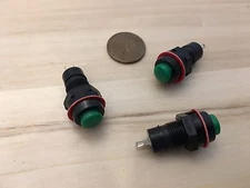 3 Pieces Green latching 10mm hole Self-locking Push Button Switch ON/OFF C31