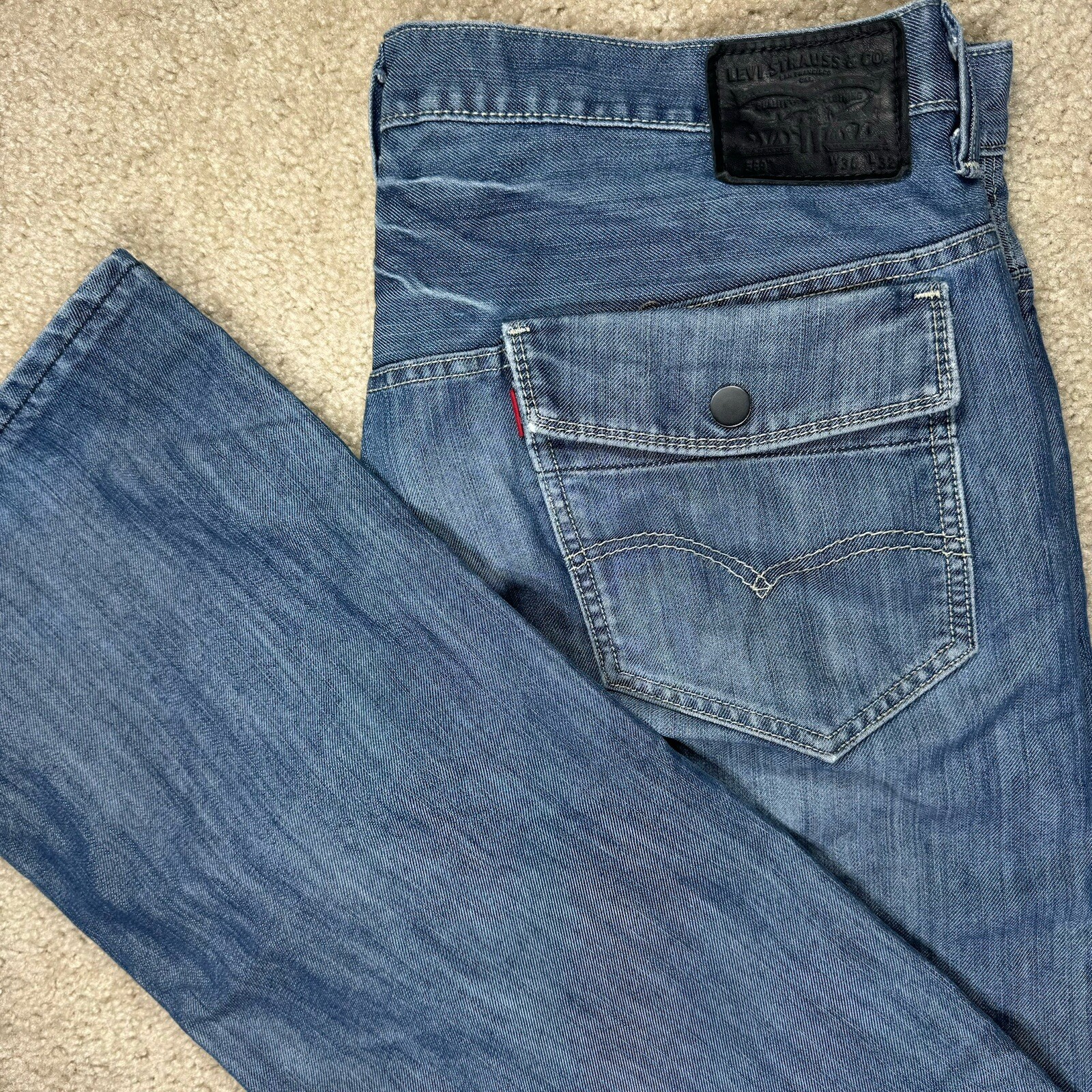 Levis 569 Straight Denim Jeans Blue Men's 36x32 Medium Wash Flap Pockets eBay