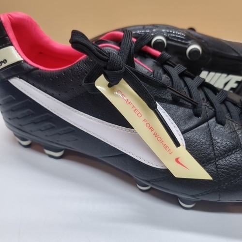 Nike Tiempo Legend 4 Size UK 7 Black White Pink Womans Leather Football Boots - Picture 2 of 24