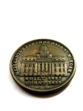MERCHANTS EXCHANGE WALL STREET BUILT 1827-BURNED 1835 HARD TIMES TOKEN