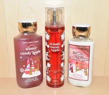 Bath and Body Works Winter Candy Apple Lotion Shower Gel Fragrance Body Mist Set