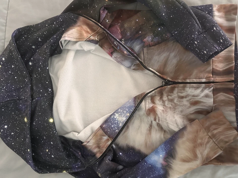 Sudadera con capucha con estampado gráfico para niños Space Galaxy Kitten Cat Glasses Foto 2 de 4