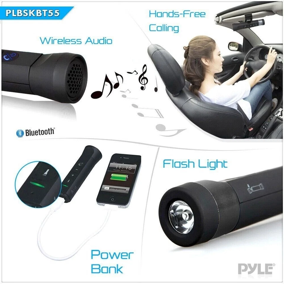 Pyle防水蓝牙自行车扬声器和麦克风用于呼叫应答/移动电源手电筒 — 第 2/4 张图片