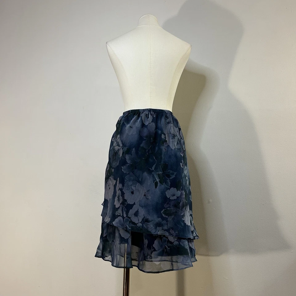 90s Y2K Floral Fairycore Whimsigoth Witchy Ruffle Hem Skirt 32-37 Inch Waist - Image 3 of 4