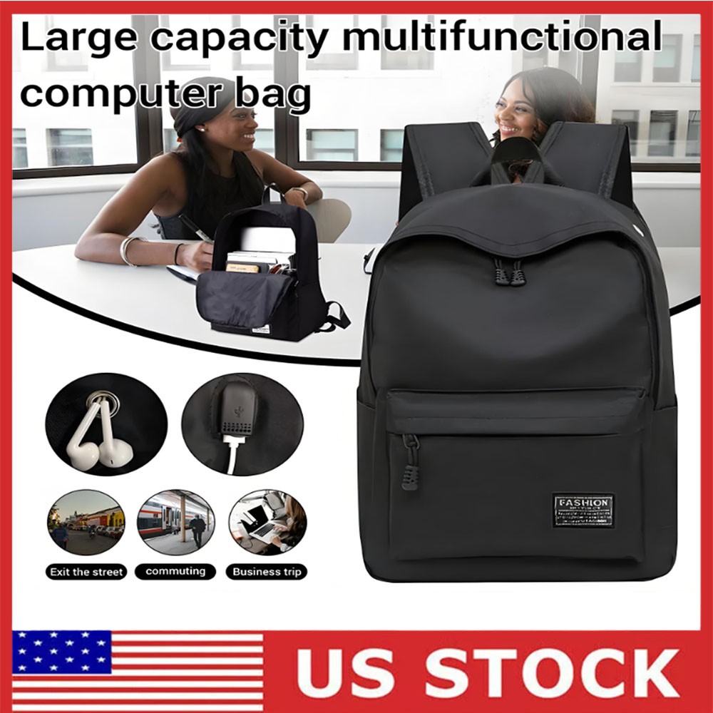 Waterproof Men Women Backpack Bookbag School Travel Laptop Rucksack Zipper Bag