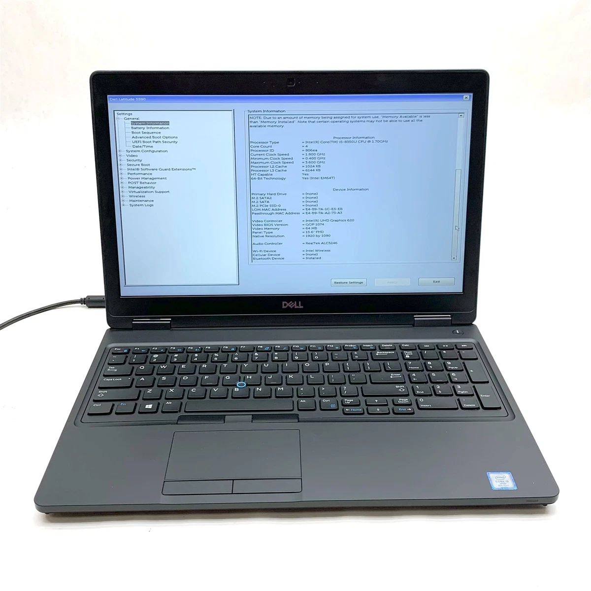ル40 DELL Latitude 5590 P60F Core i5 第8世代 メモリ 8GB ジャンク