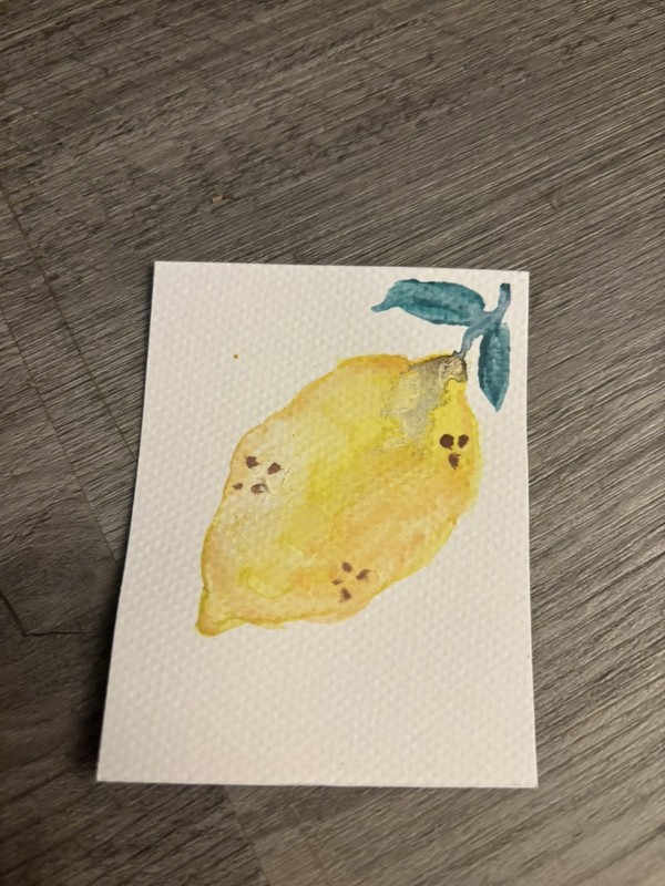 Lemon watercolor ACEO ORIGINAL card by Annabelle Mason signed 