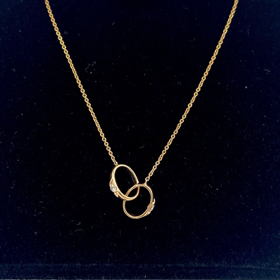 Collar de diamantes de oro de 18 quilates de 0,07 quilates de diamantes naturales de oro rosa de 18 quilates con sello del Reino Unido Foto 3 de 4