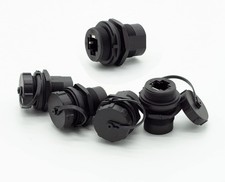 5 PCS Black Panel Mount RJ45 Connector, F/F, CAT6, IP67 Waterproof, Dust Cap