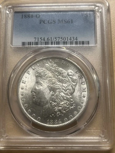 1884-O Morgan One Dollar S$1 PCGS MS61 90%  Silver MS 61 Collector’s Coin Slab