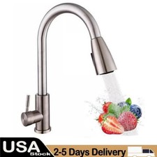 Kitchen Sink Faucet Brushed Nickel Single Handle Swivel Pull Down Sprayer Mixer
