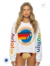 Aviator Nation Venice CA Graphic Crewneck Sweatshirt White Size L
