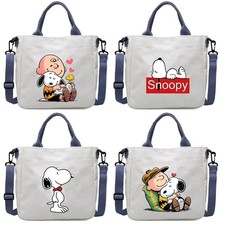 Snoopy Cartoon Canvas Tote Bag Large Capacity Unisex Shoulder Crossbody Bag Gift