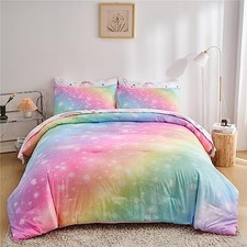 Girls Full Comforter Set with Sheets, 7 Pieces Full Bed in Full-7pieces Rainbow