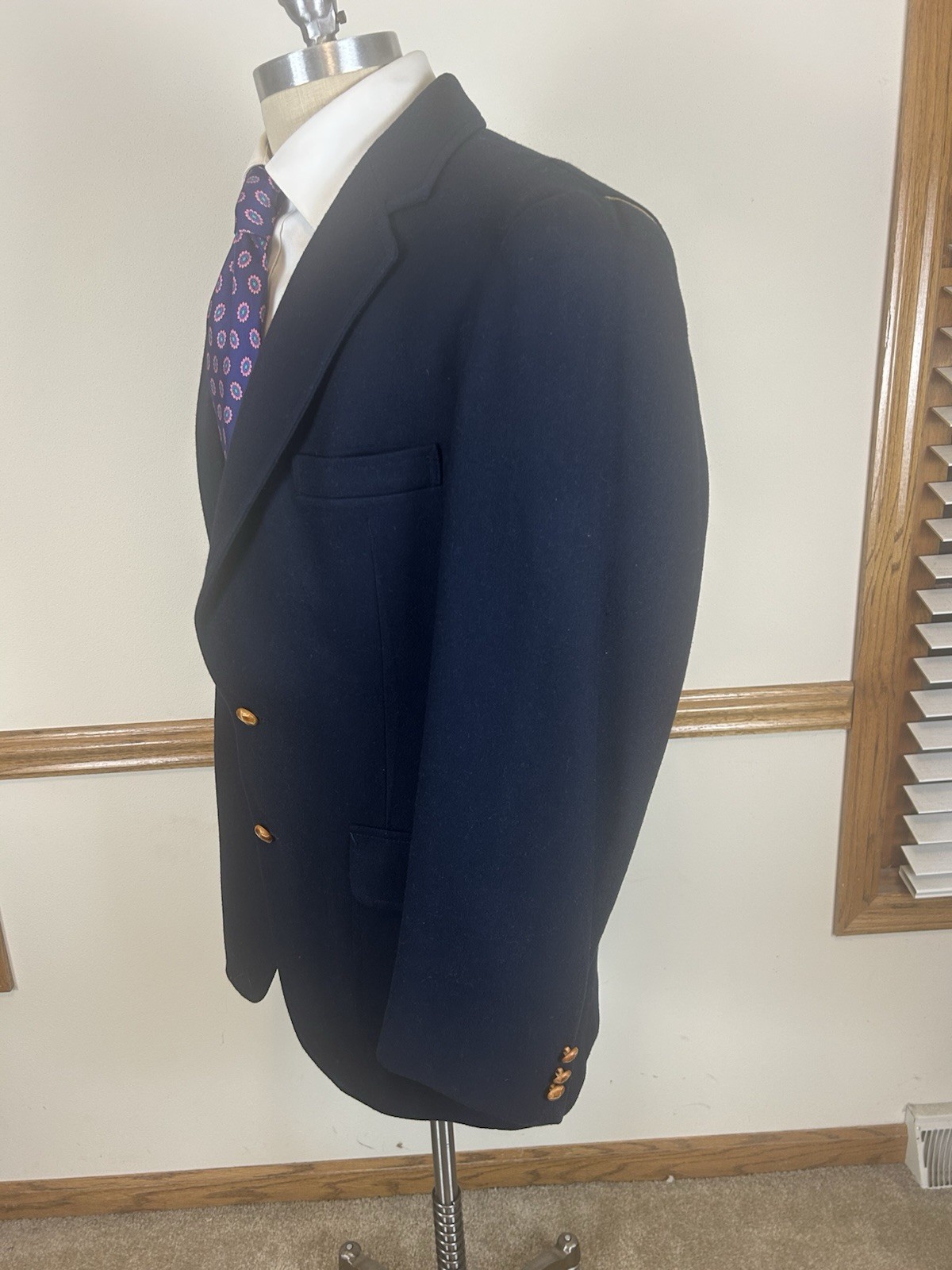 VINTAGE PENDLETON 100% WOOL NAVY BLUE PATCH POCKE… - image 4