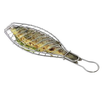 Kuchenprofi 11.75'' x 4.75'' Stainless Steel BBQ Fish Basket, Large, Silver