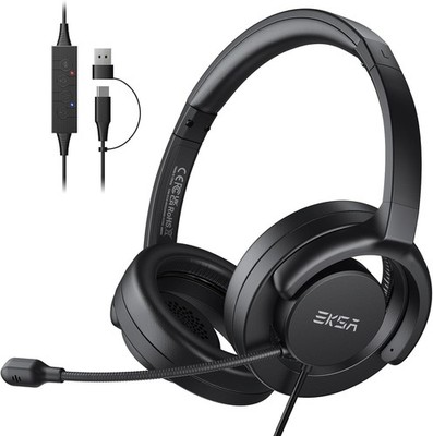 EKSA H27 USB Computer Headset with Microphone for Work, PC Headset with Noise Ca