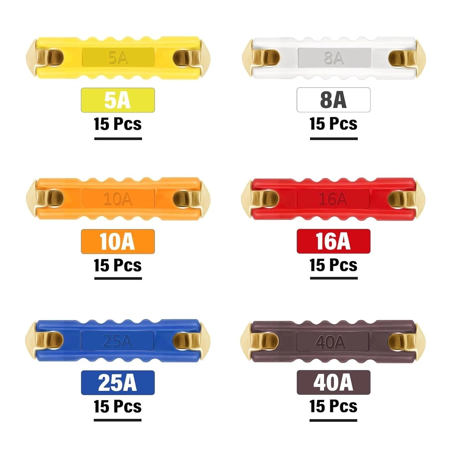 90Pcs Torpedo Fuse Kit 5A 8A 10A 16A 25A 40A Classic European Car Fuses Set