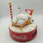 VTG 1996 COCA-COLA Bottle Polar Bear North Pole Lounge Alarm Clock-Tested/Works