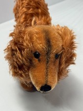 Vintage Steiff Waldi Dachshund Long Red Haired Dog 4140/22 1970s