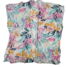 C & C California Kimono Caftan Womens One Size Linen Floral Hawaiian Beachy